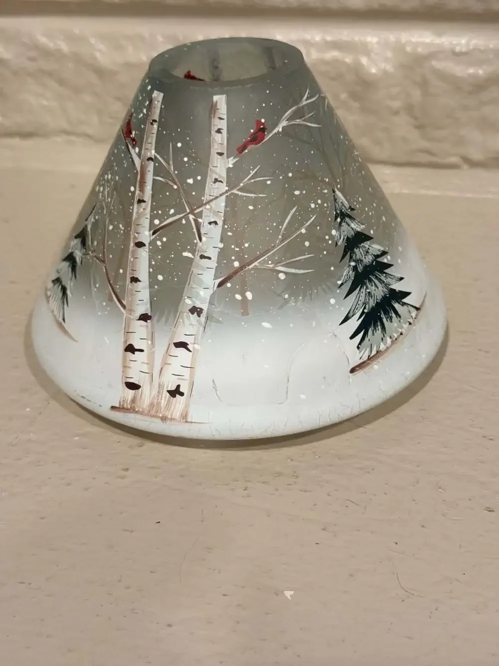 Yankee Candle Winter Birch Crackle Glass Large Jar Candle Shade Retired